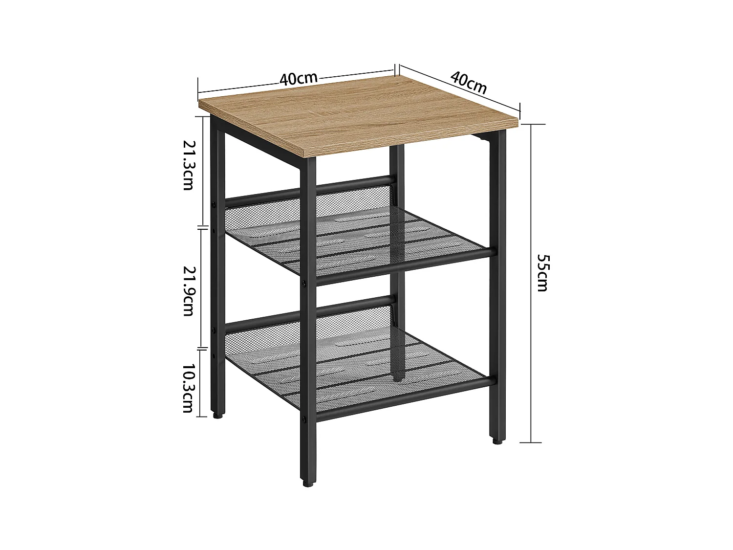 Table basse/table de chevet Valora avec 2 étagères – Chêne Sonoma Style Loft