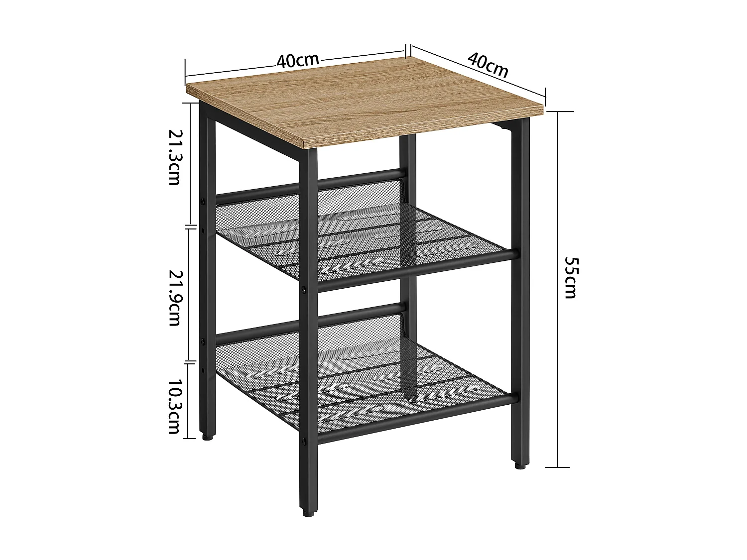 Stolik kawowy/nocny Valora z 2 półkami – styl loftowy Sonoma Oak