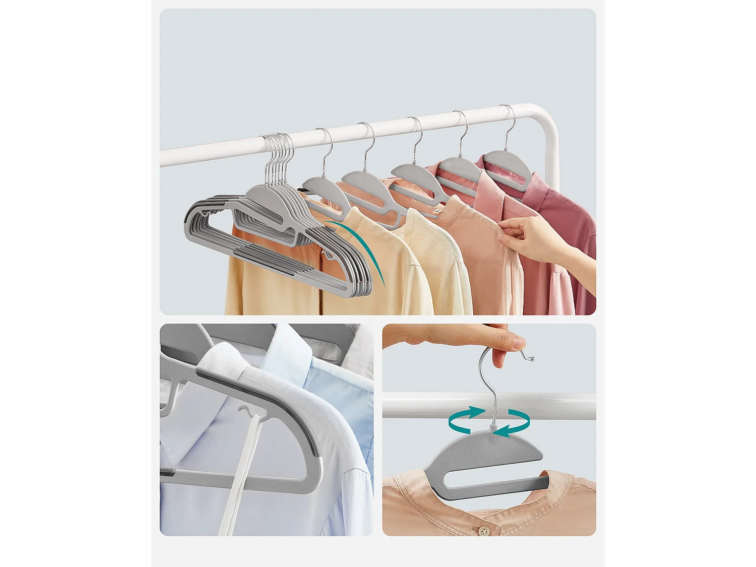 Ensemble de cintres Valora PlDAPIc 20 pièces avec crochet rotatif à 360°