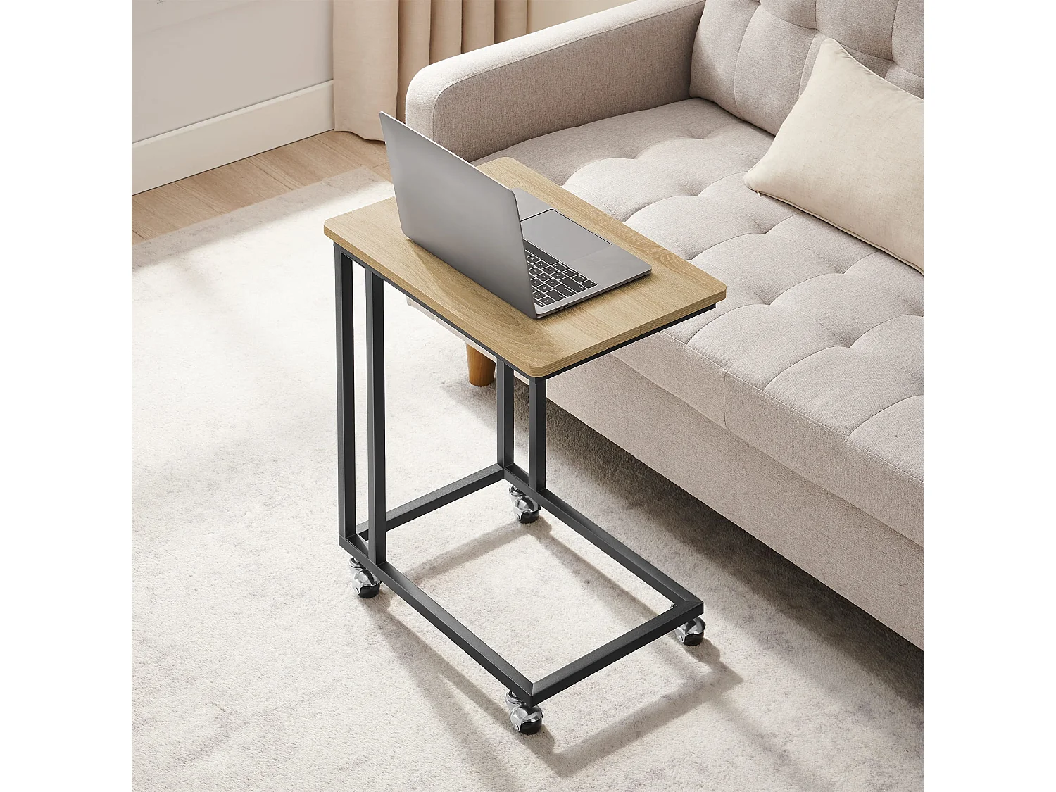 Table basse Valora à roulettes – Design compact en chêne Sonoma