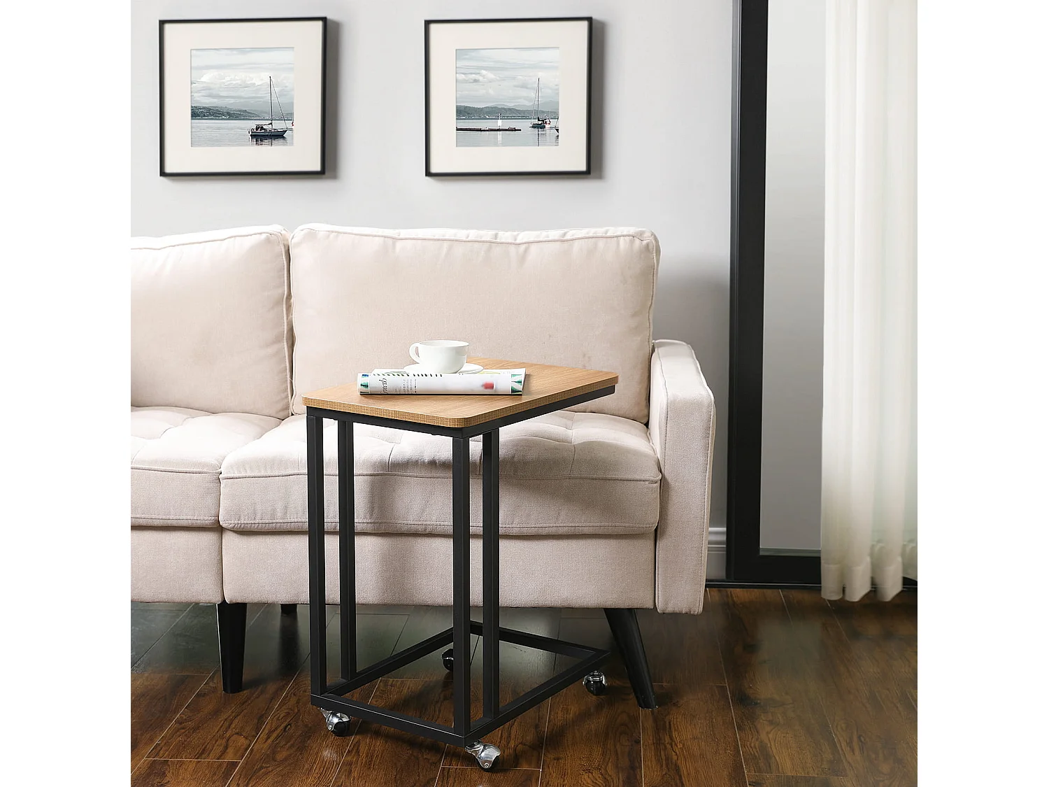 Table basse Valora à roulettes – Design compact en chêne Sonoma