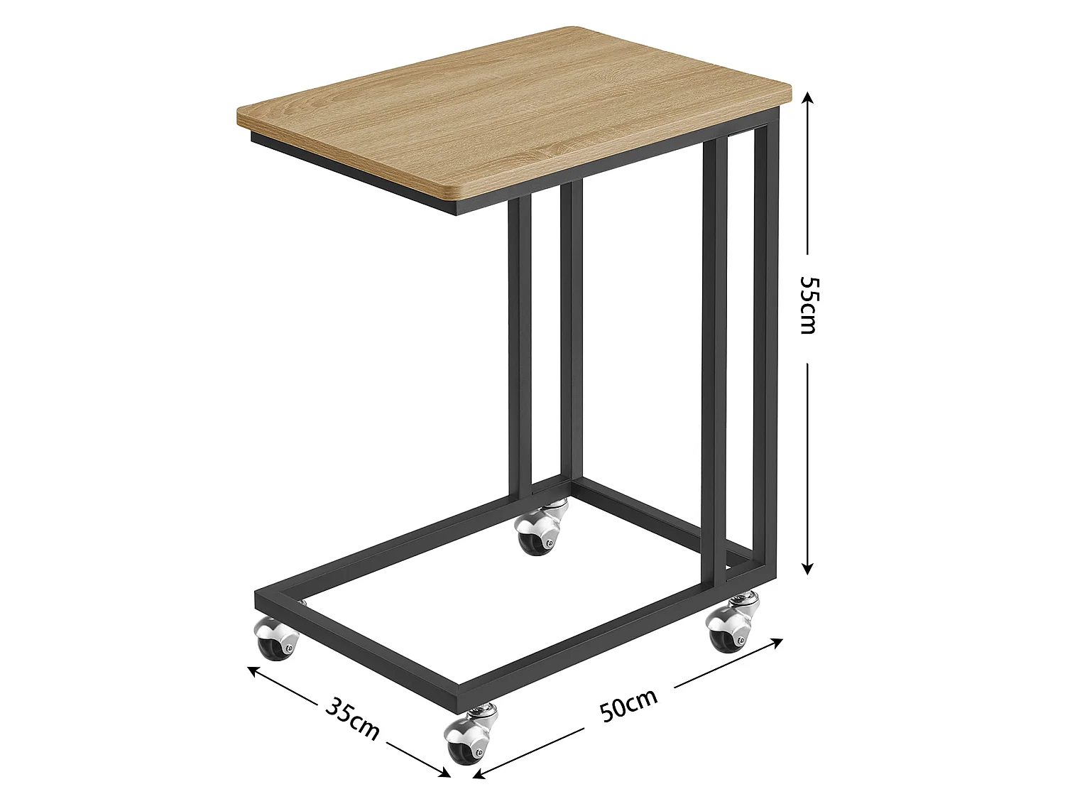 Table basse Valora à roulettes – Design compact en chêne Sonoma
