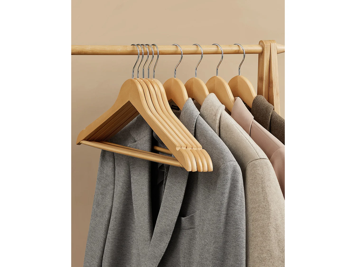 Valora Houten Kledinghangers Set van 20 Natuurlijke Esdoorn met Draaibare Haken
