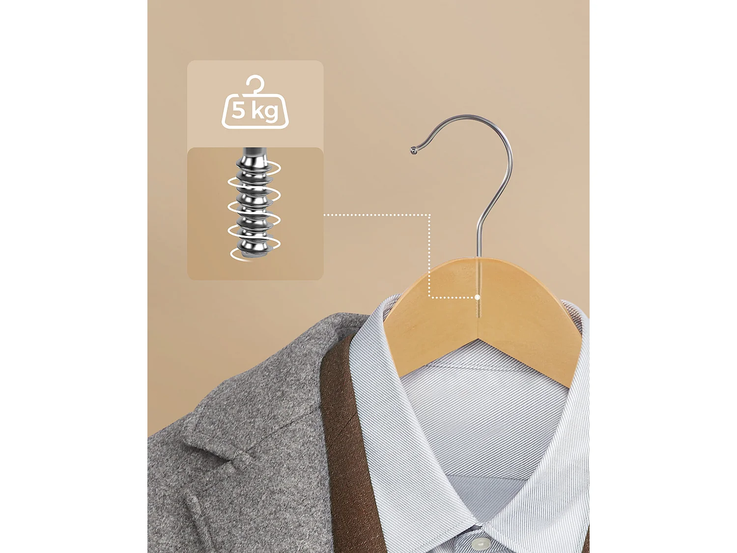 Valora Houten Kledinghangers Set van 20 Natuurlijke Esdoorn met Draaibare Haken