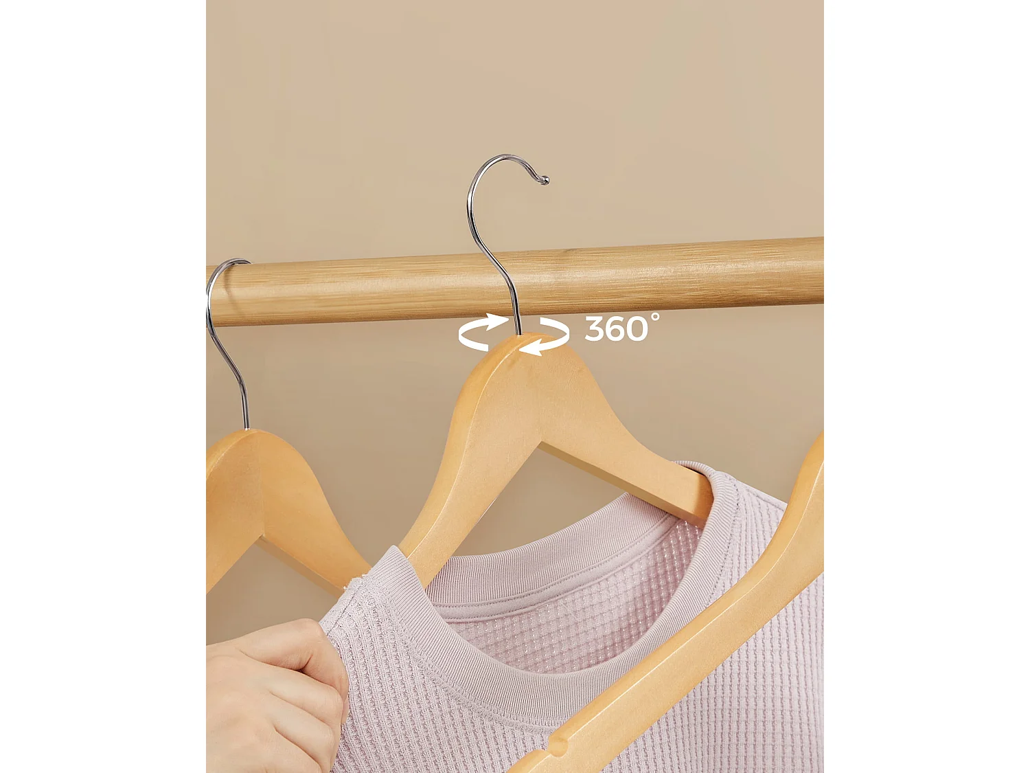 Valora Houten Kledinghangers Set van 20 Natuurlijke Esdoorn met Draaibare Haken