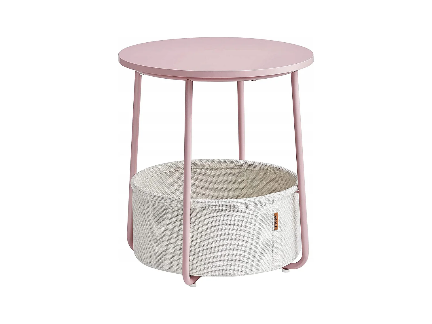 Tavolino rotondo Valora con cestino | Rosa | comodino