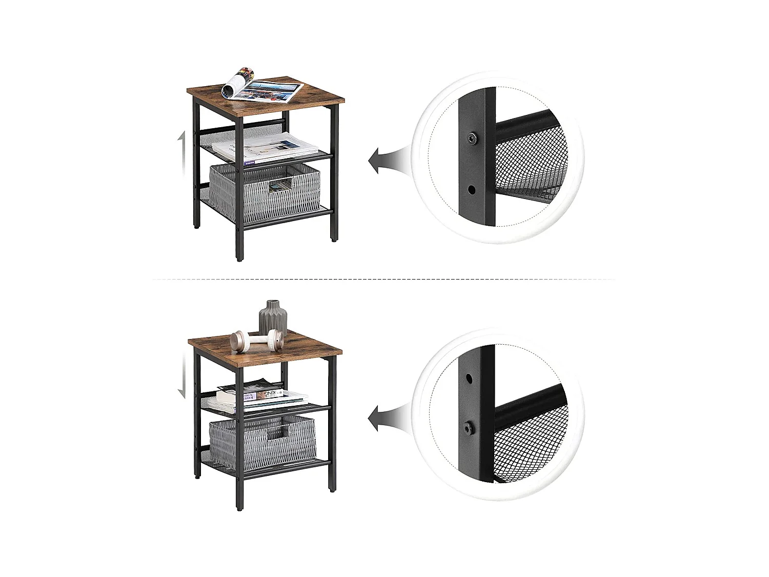 Ensemble table basse et table de chevet rustique 2 pièces Valora