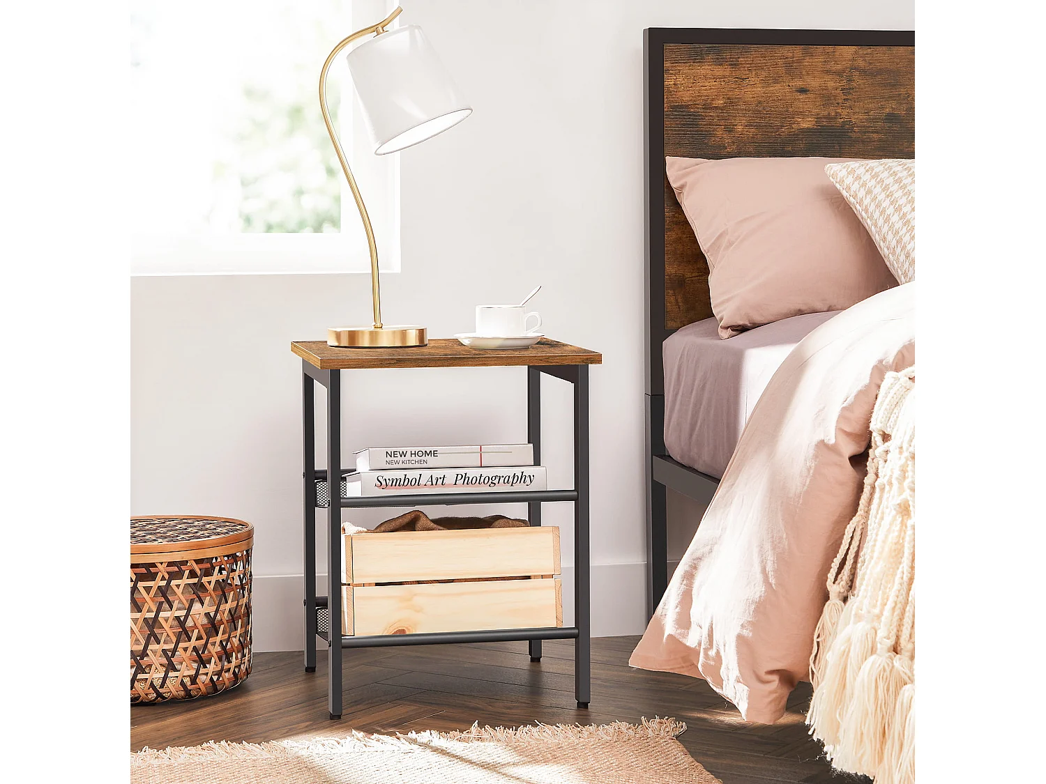 Ensemble table basse et table de chevet rustique 2 pièces Valora