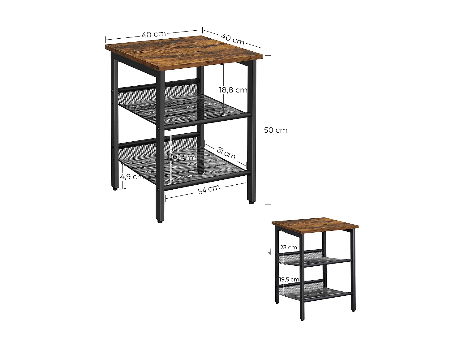 Ensemble table basse et table de chevet rustique 2 pièces Valora