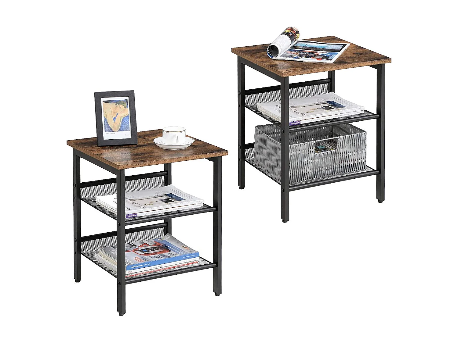 Ensemble table basse et table de chevet rustique 2 pièces Valora