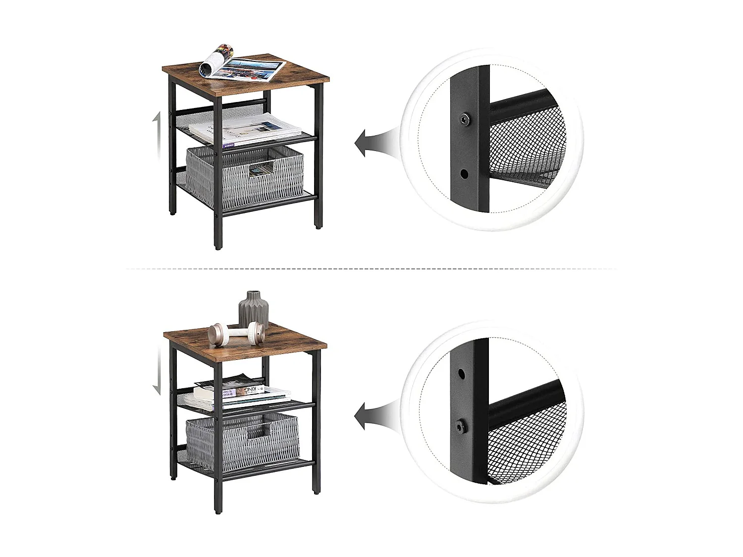 Ensemble table basse et table de chevet rustique 2 pièces Valora