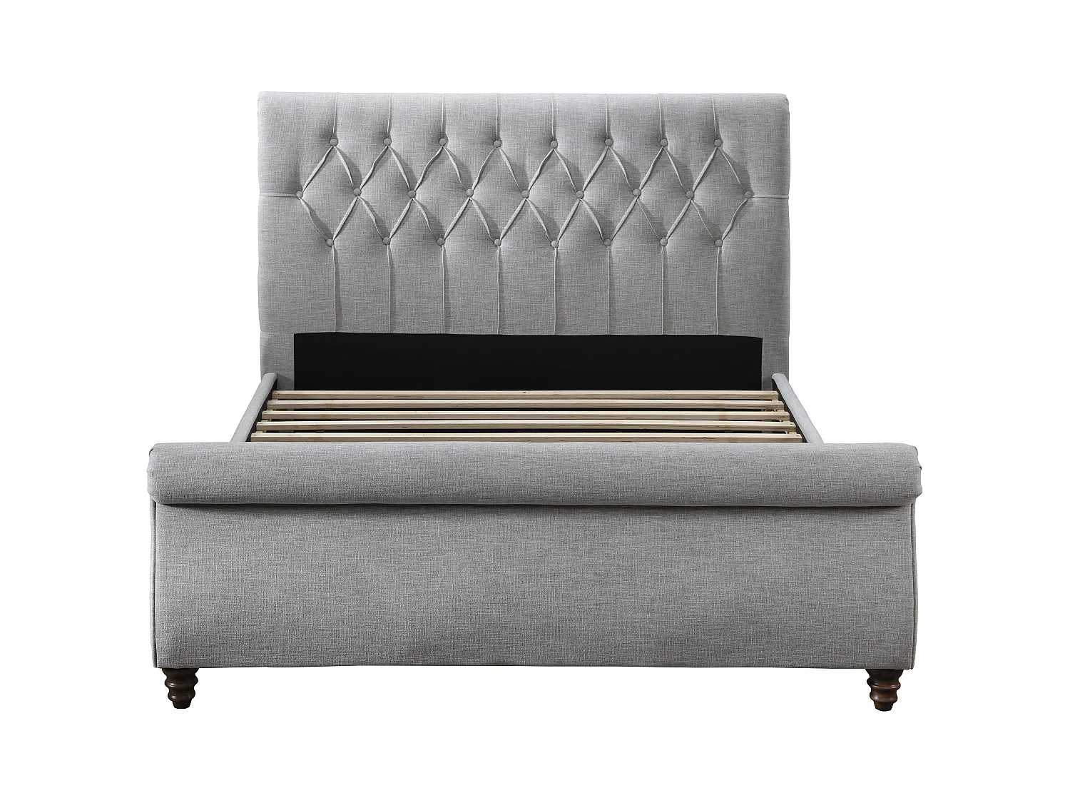 Lit 160 x 200 cm avec tête de lit capitonnée - Gris + Matelas - BALANSANO