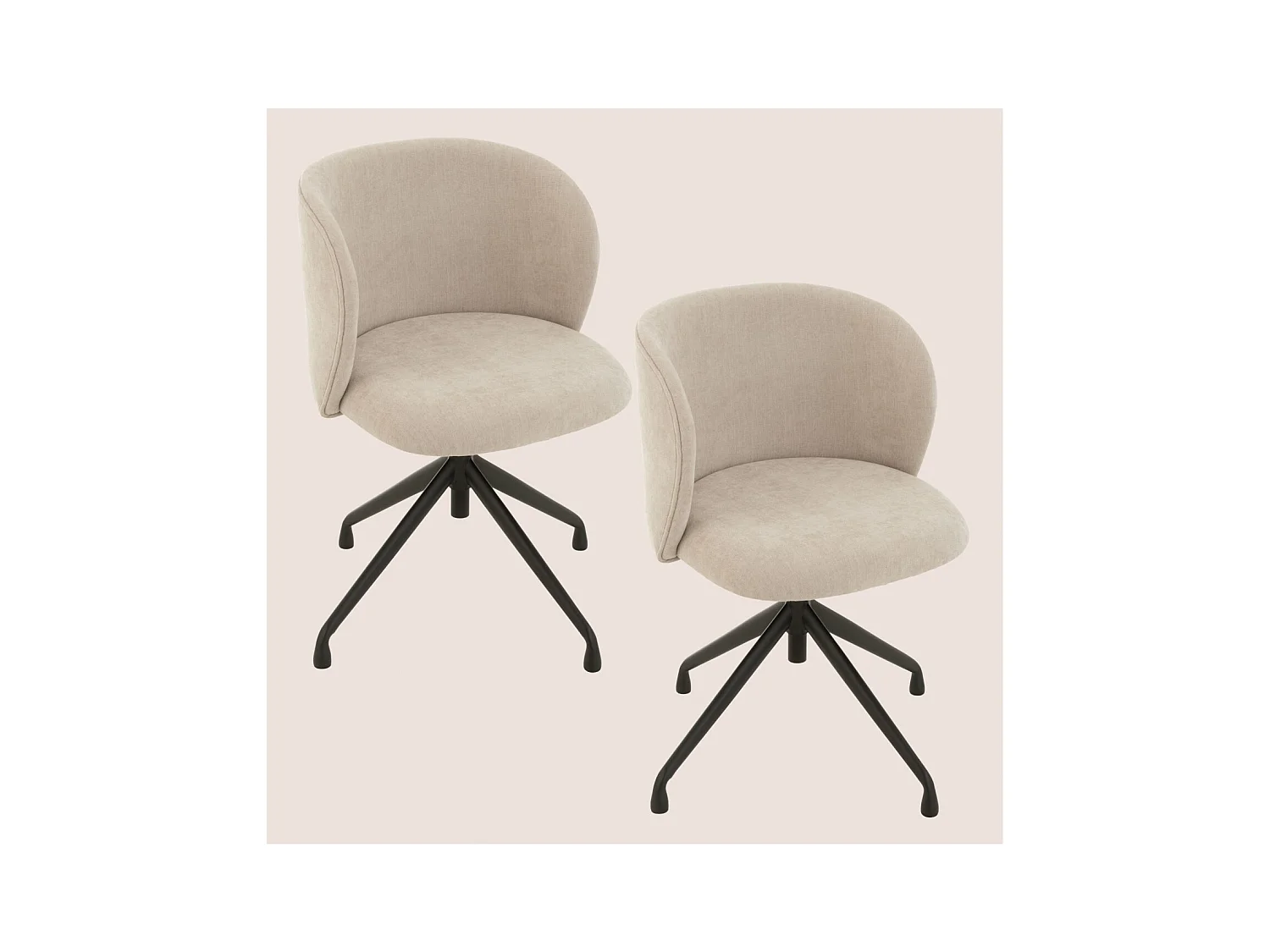 Chaises pivotantes réglables en hauteur en tissu (lot de 2) - MIA