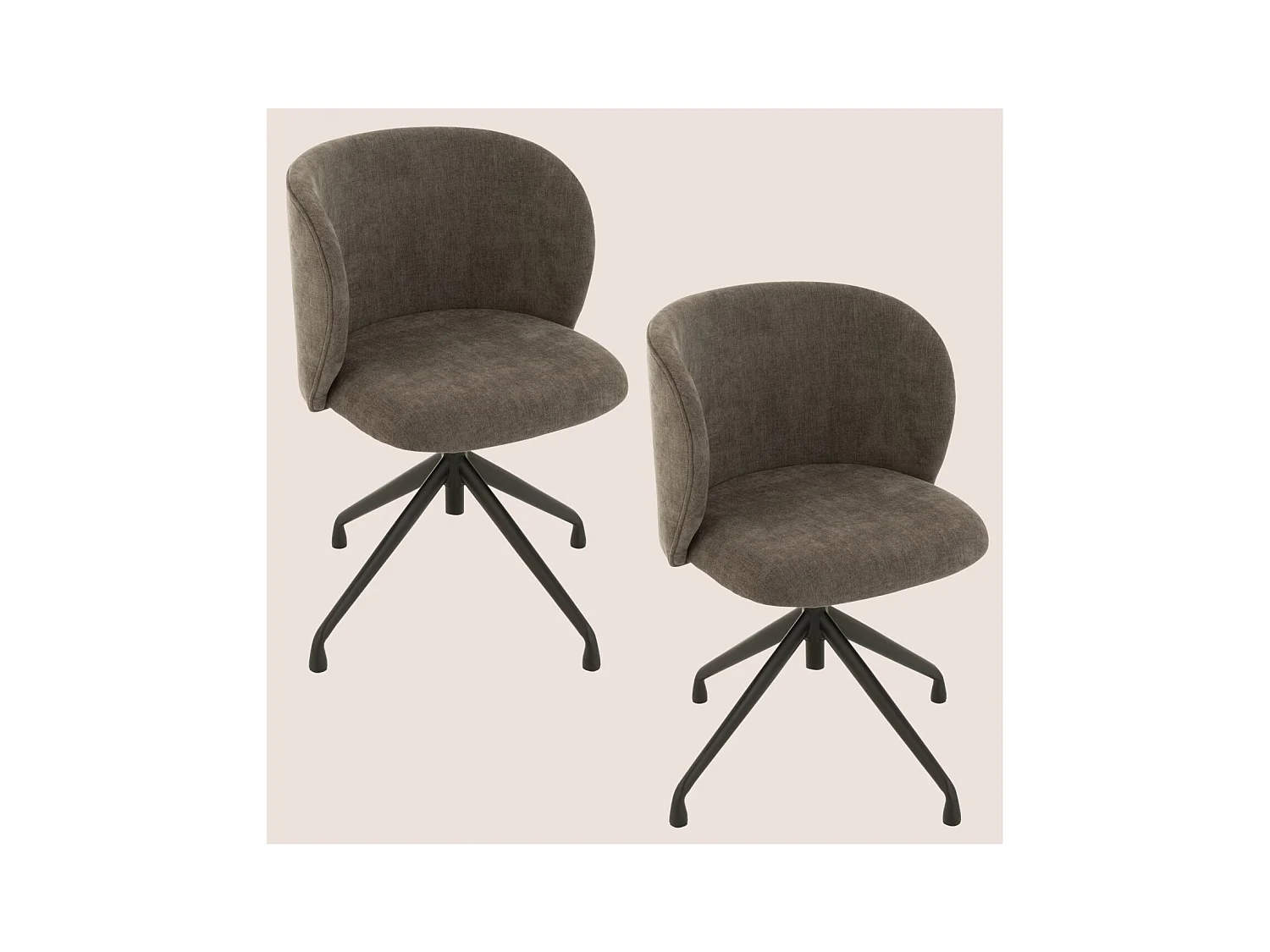 Chaises pivotantes réglables en hauteur en tissu (lot de 2) - MIA