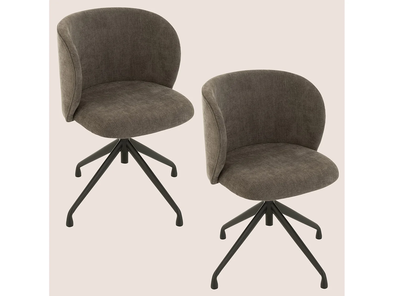 Chaises pivotantes réglables en hauteur en tissu (lot de 2) - MIA
