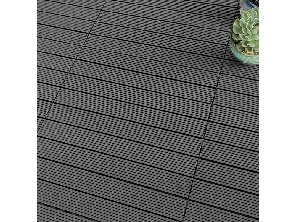 Baldosas de exterior – madera composite WPC, antideslizantes, set de 6 (1.08 m²) – Yoevu