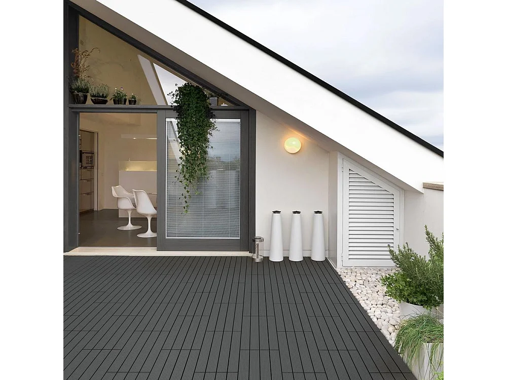 Baldosas de exterior – madera composite WPC, antideslizantes, set de 6 (1.08 m²) – Yoevu