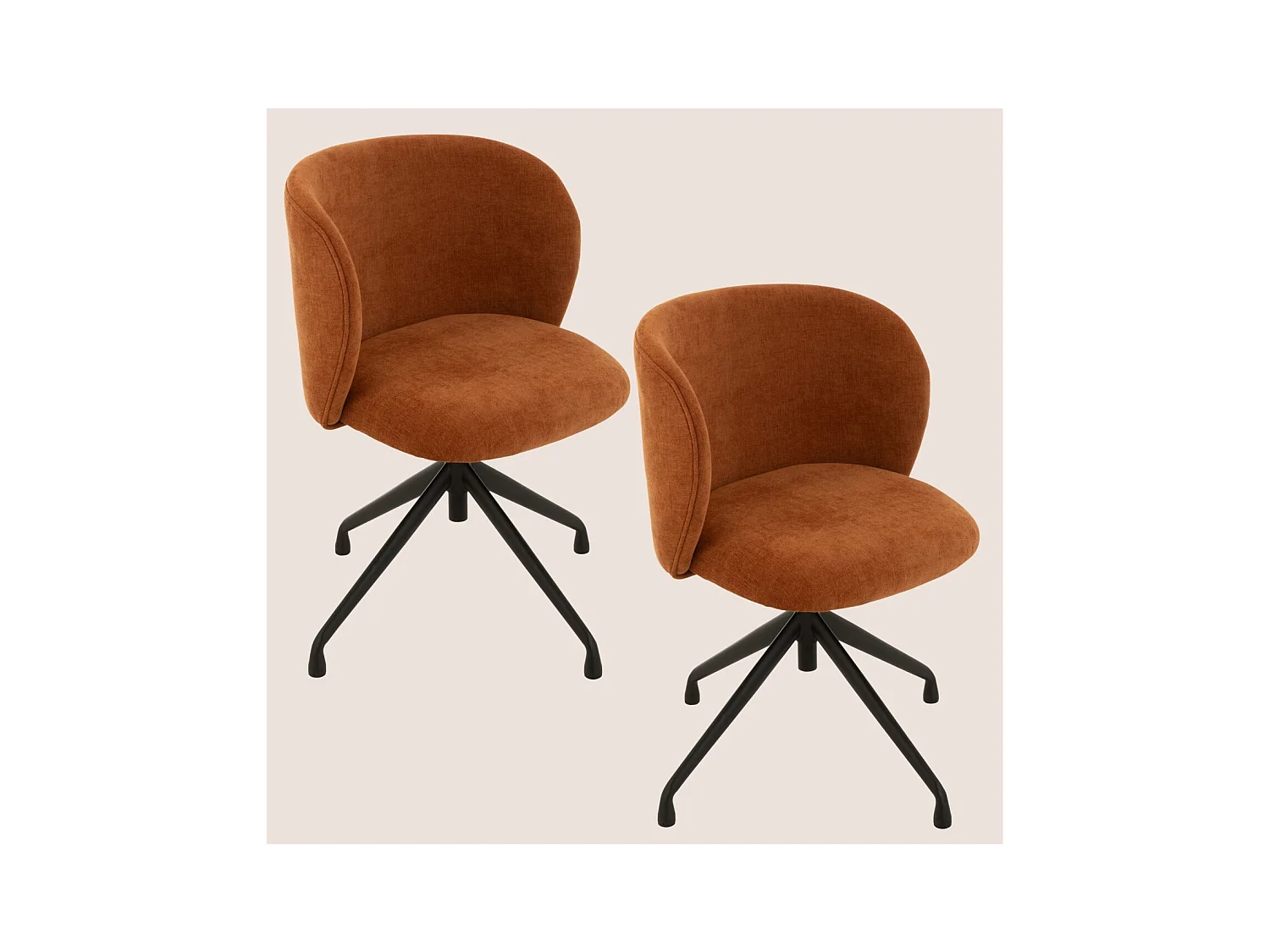 Chaises pivotantes réglables en hauteur en tissu (lot de 2) - MIA