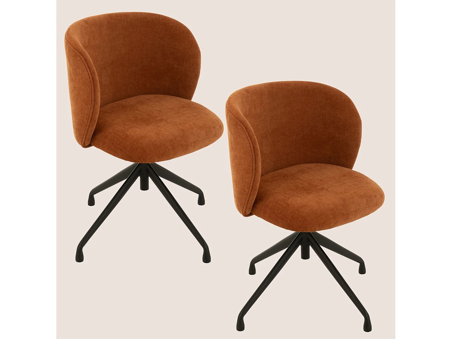 Chaises pivotantes réglables en hauteur en tissu (lot de 2) - MIA