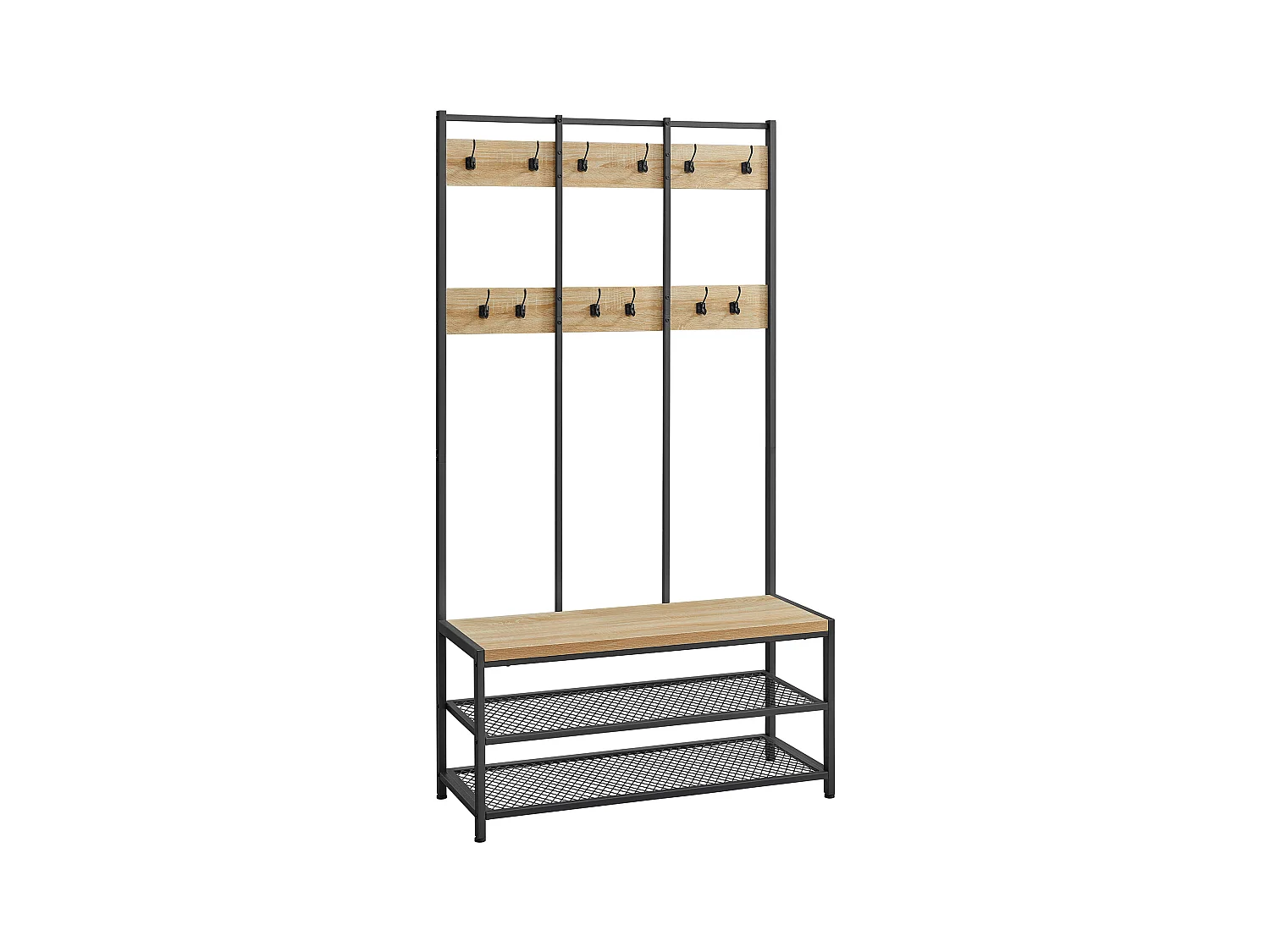 Porte-manteau Valora avec siège et 2 étagères à chaussures – Chêne Sonoma