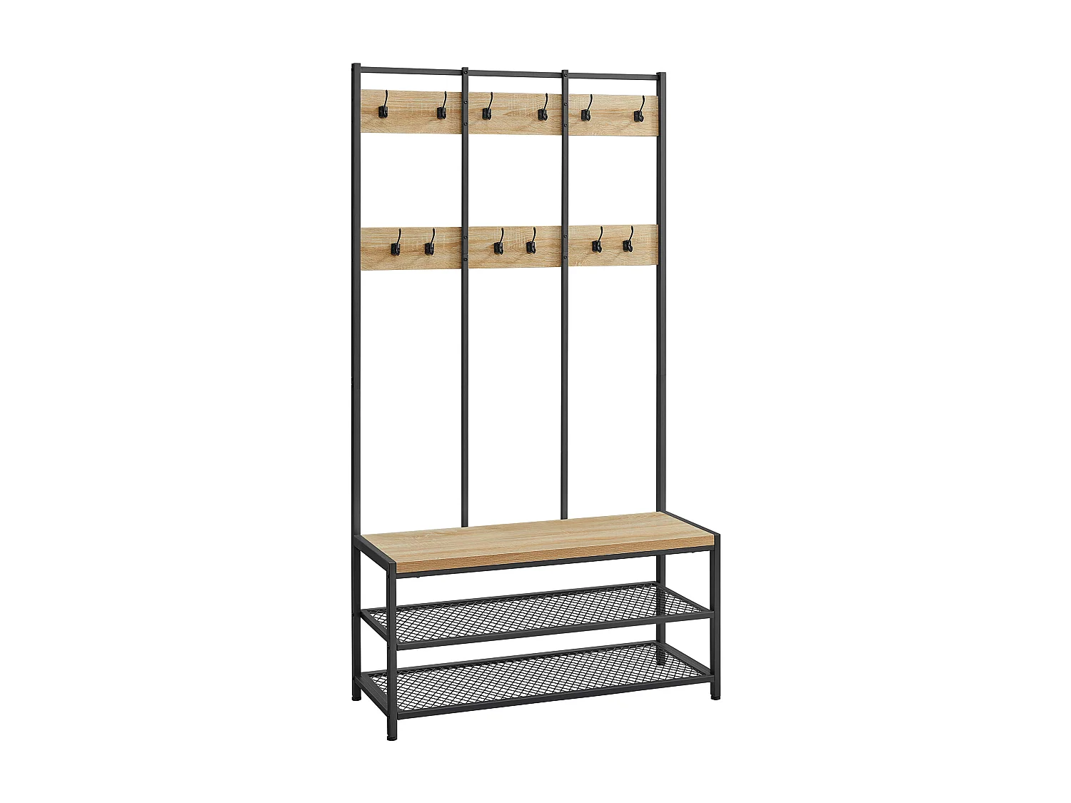 Porte-manteau Valora avec siège et 2 étagères à chaussures – Chêne Sonoma