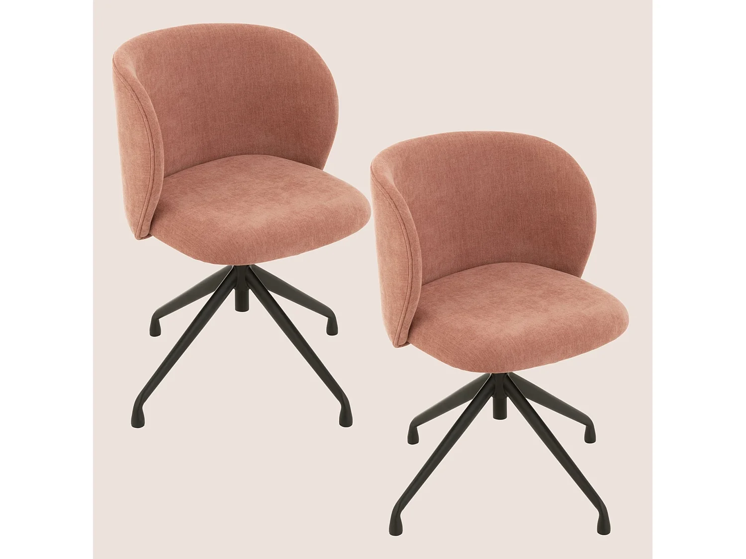 Chaises pivotantes réglables en hauteur en tissu (lot de 2) - MIA