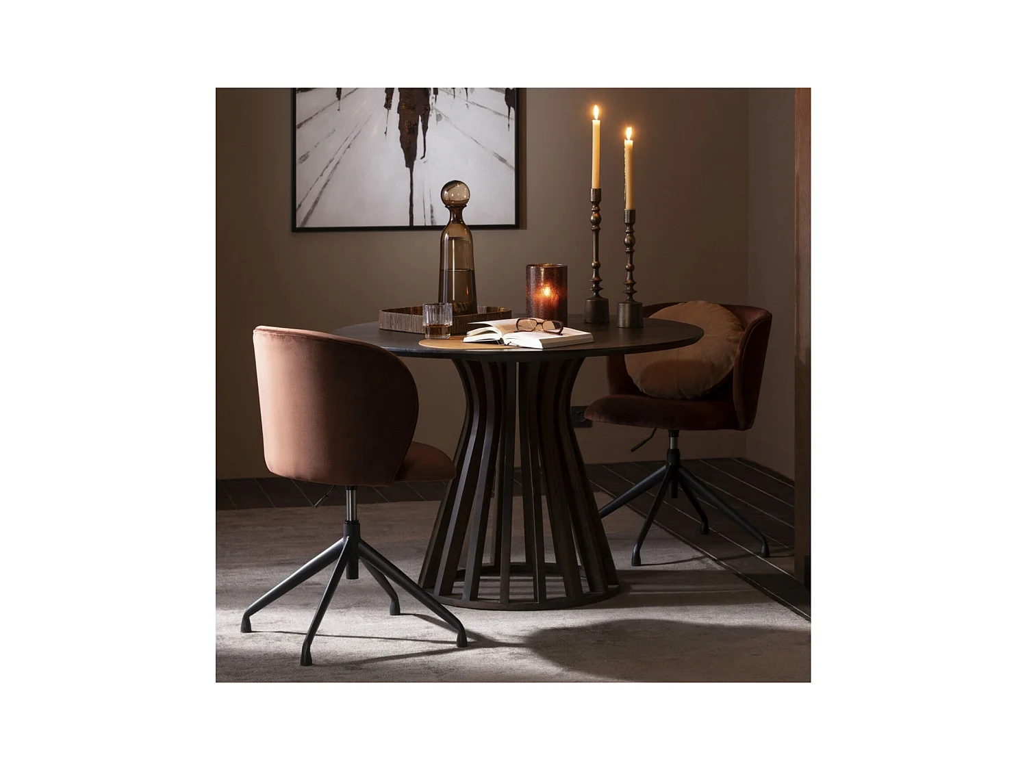 Chaises pivotantes réglables en hauteur en tissu (lot de 2) - MIA