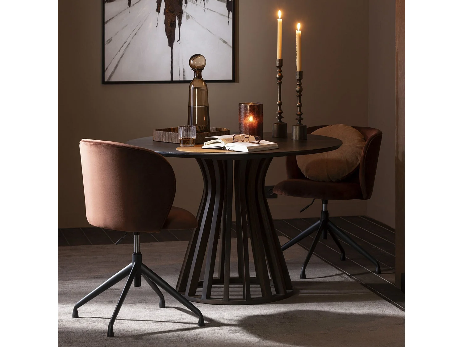 Chaises pivotantes réglables en hauteur en tissu (lot de 2) - MIA