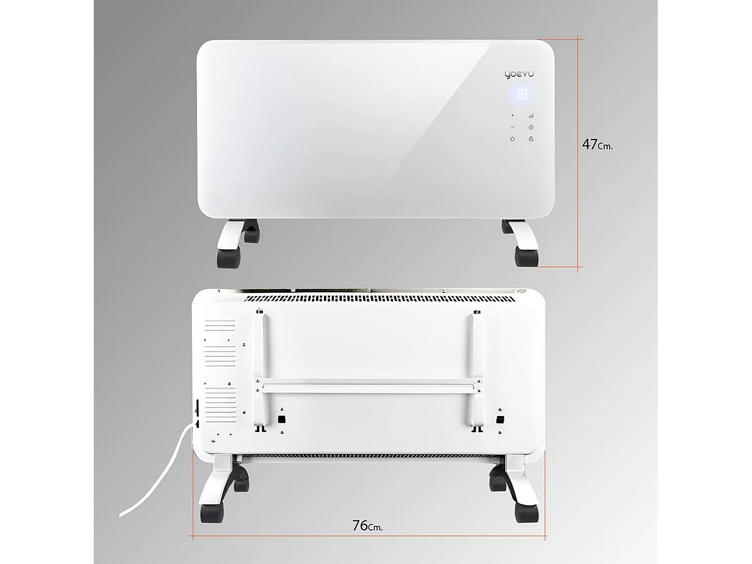 Radiador eléctrico – bajo consumo 1500W, blanco, con wifi y ruedas – Yoevu