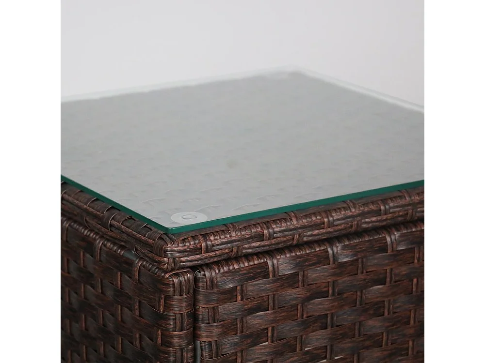 Set de jardín de ratán – 3 piezas, 2 sillas con cojines y mesa de cristal – Yoevu