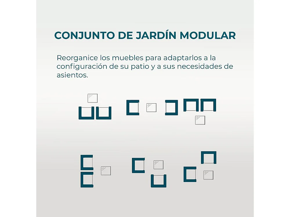 Set de jardín de ratán – 3 piezas, 2 sillas con cojines y mesa de cristal – Yoevu