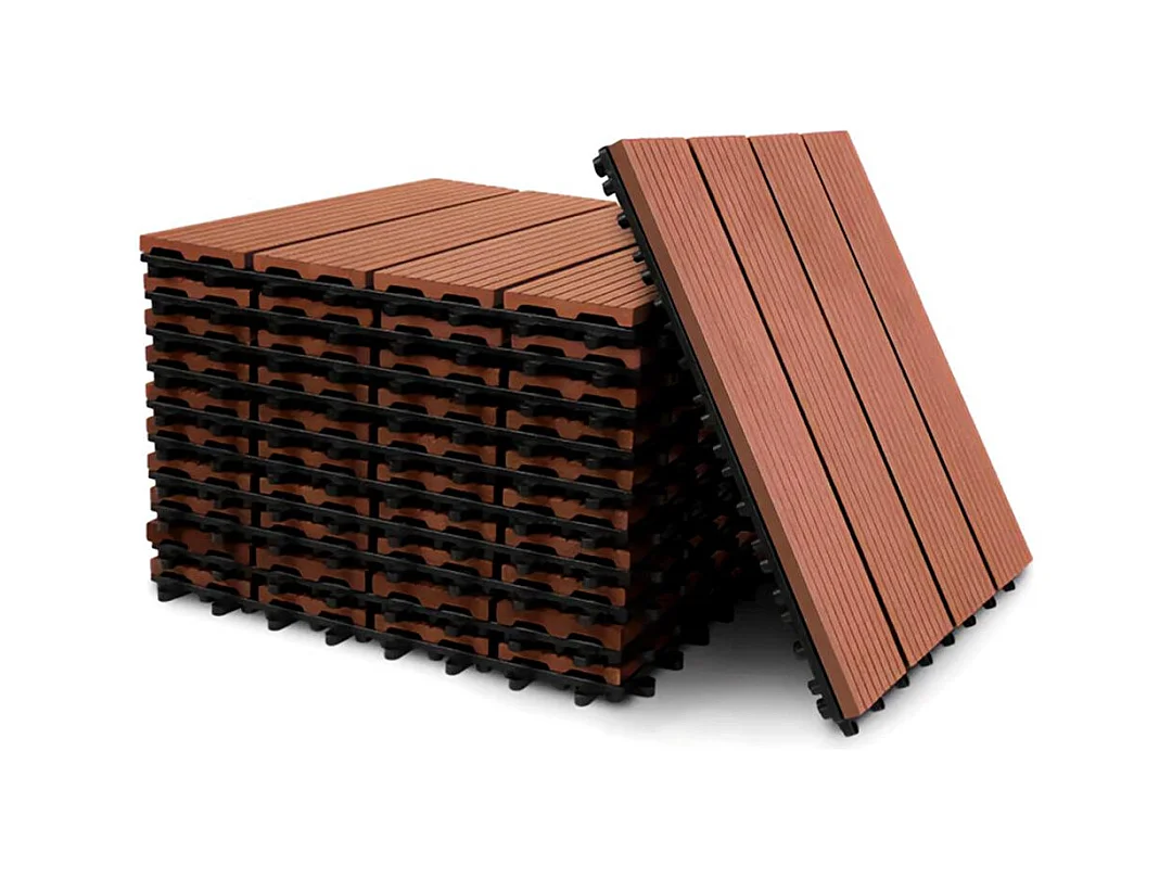 Baldosas de exterior – set de 11 piezas (1 m²), composite WPC antideslizante 30x30 cm