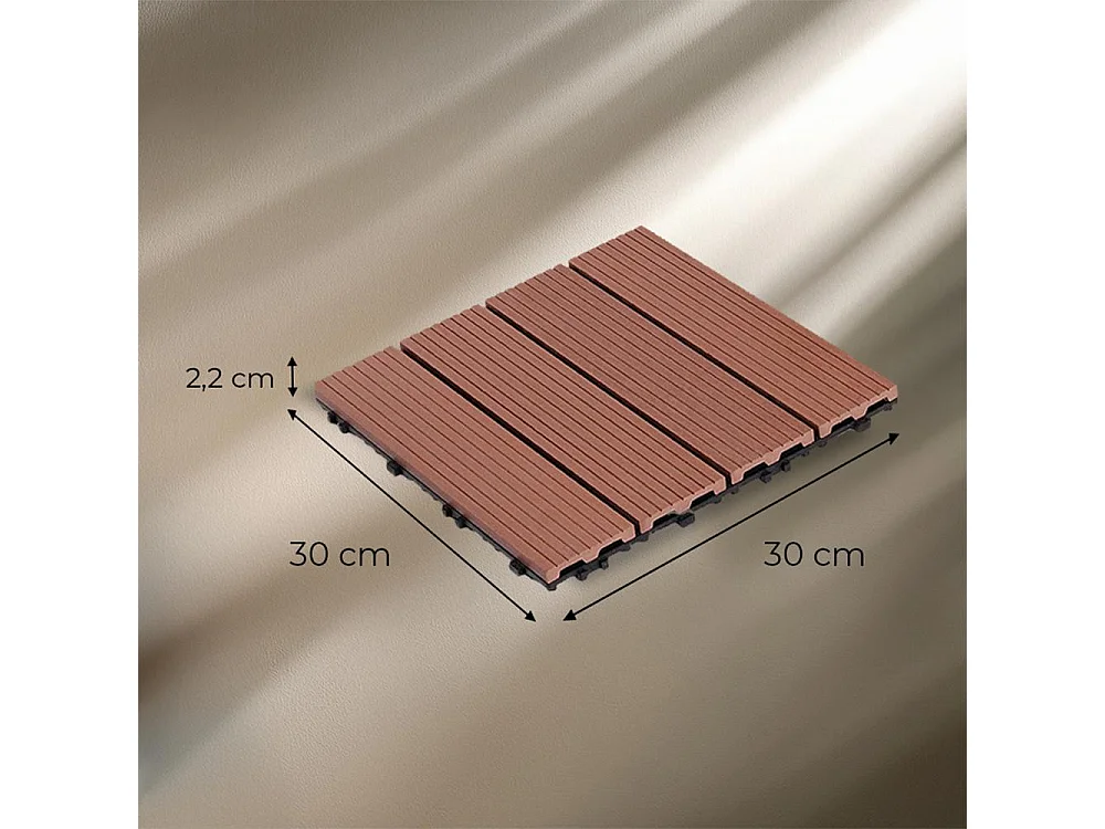 Baldosas de exterior – set de 11 piezas (1 m²), composite WPC antideslizante 30x30 cm