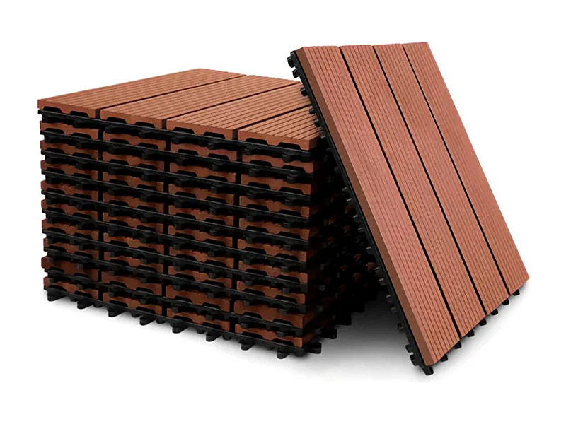 Baldosas de exterior – set de 11 piezas (1 m²), composite WPC antideslizante 30x30 cm