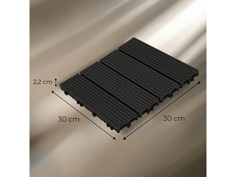 Baldosas de exterior – set de 11 piezas (1 m²), composite WPC antideslizante 30x30 cm