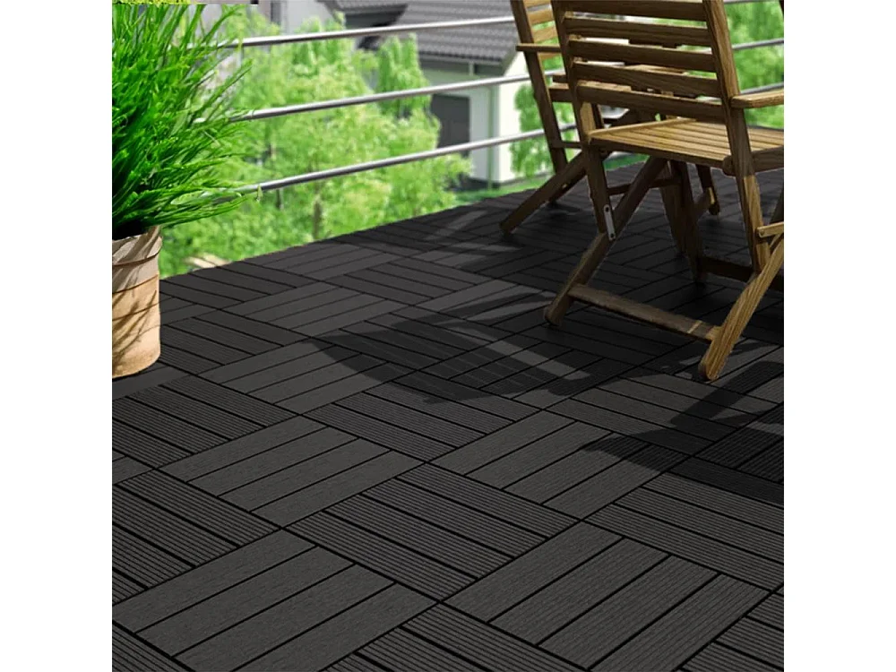 Baldosas de exterior – set de 11 piezas (1 m²), composite WPC antideslizante 30x30 cm