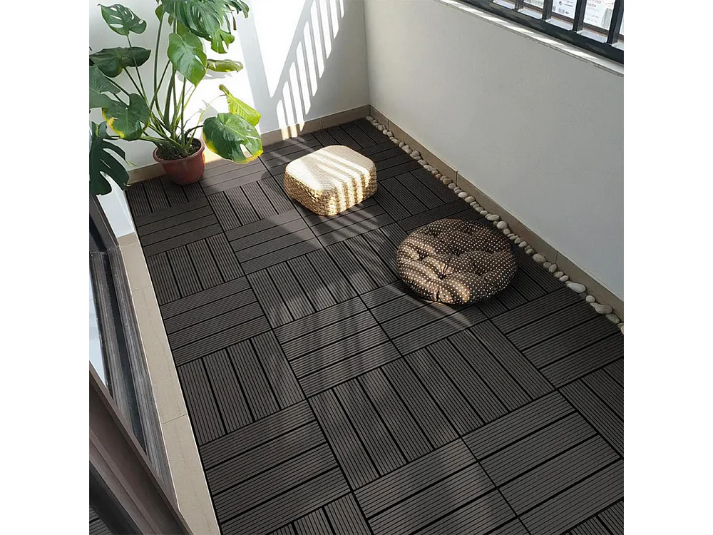 Baldosas de exterior – set de 11 piezas (1 m²), composite WPC antideslizante 30x30 cm