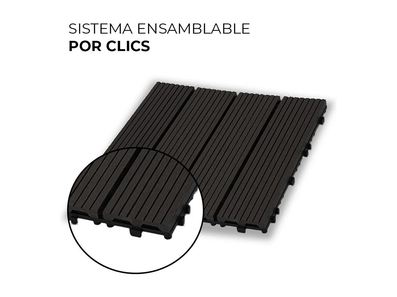 Baldosas de exterior – set de 11 piezas (1 m²), composite WPC antideslizante 30x30 cm
