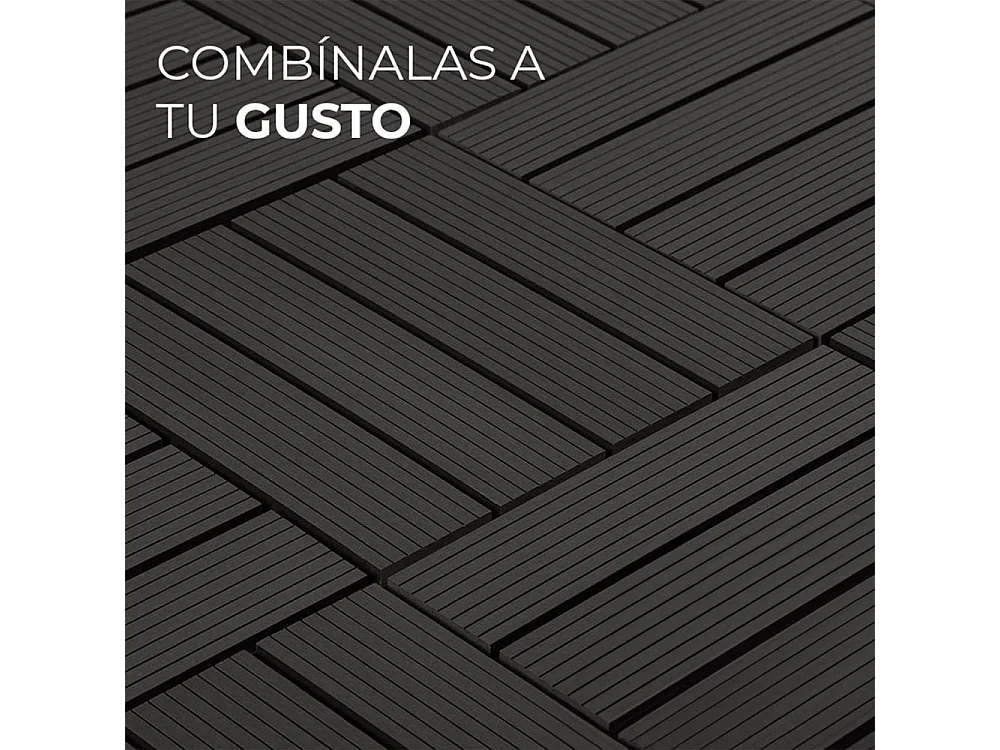 Baldosas de exterior – set de 11 piezas (1 m²), composite WPC antideslizante 30x30 cm