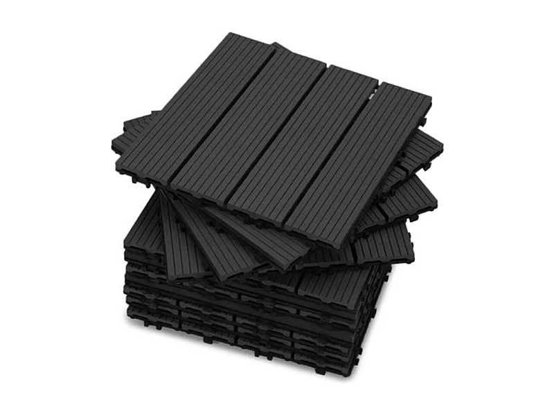 Baldosas de exterior – set de 11 piezas (1 m²), composite WPC antideslizante 30x30 cm