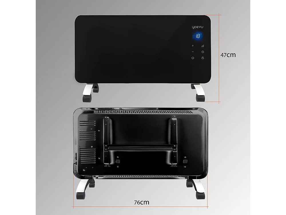 Radiador eléctrico – bajo consumo 1500W, negro, con wifi y ruedas – Yoevu