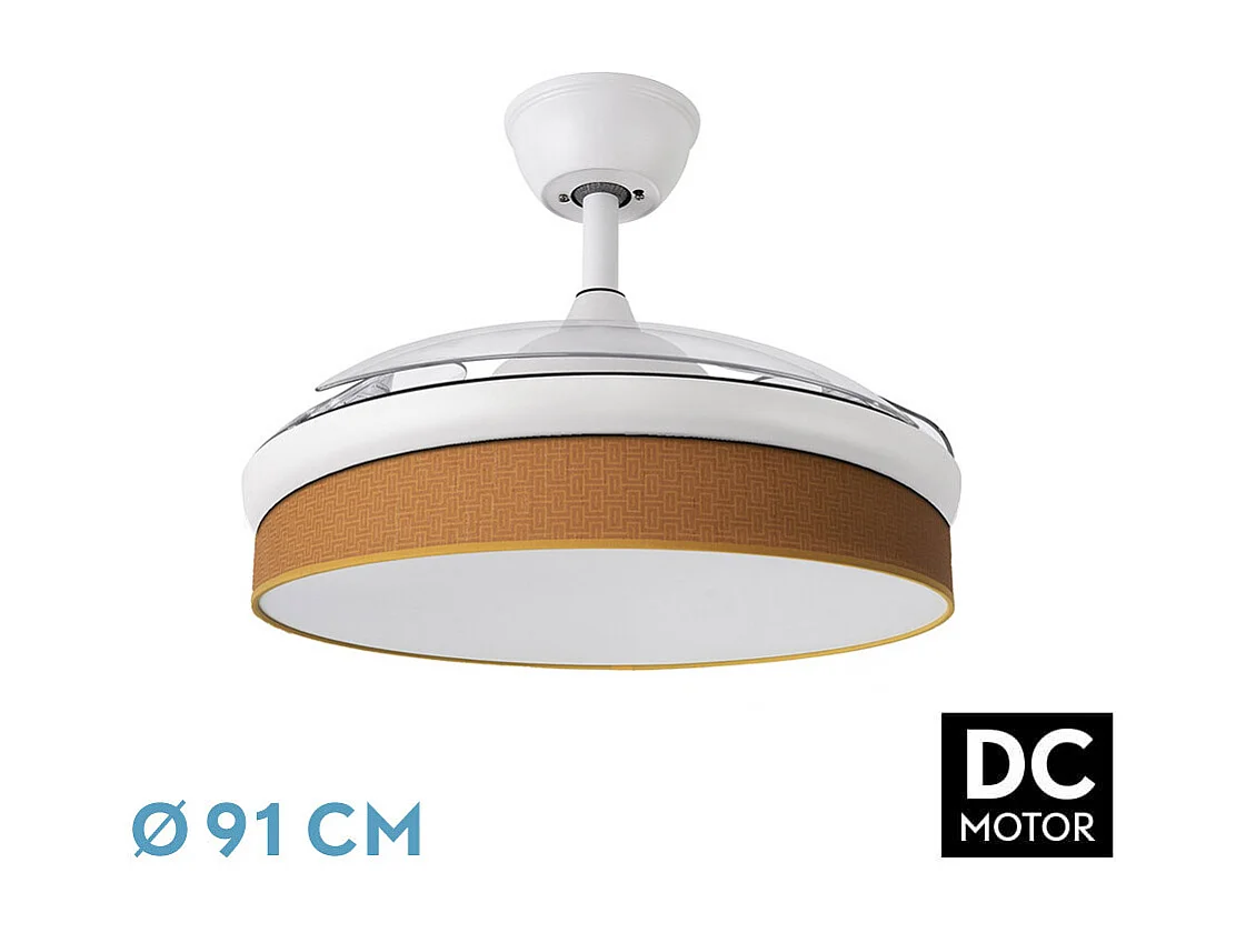 Ventilador DC Moda blanco/naranja LED 91 cm con mando