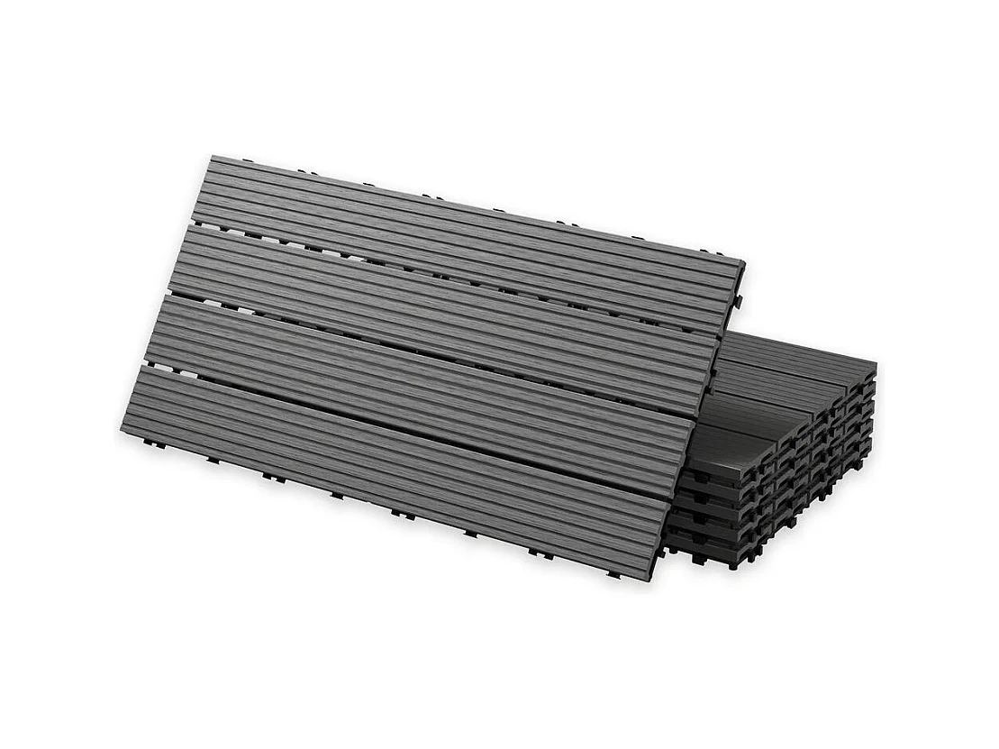 Baldosas de exterior – madera composite WPC, antideslizantes, set de 6 (1.08 m²) – Yoevu