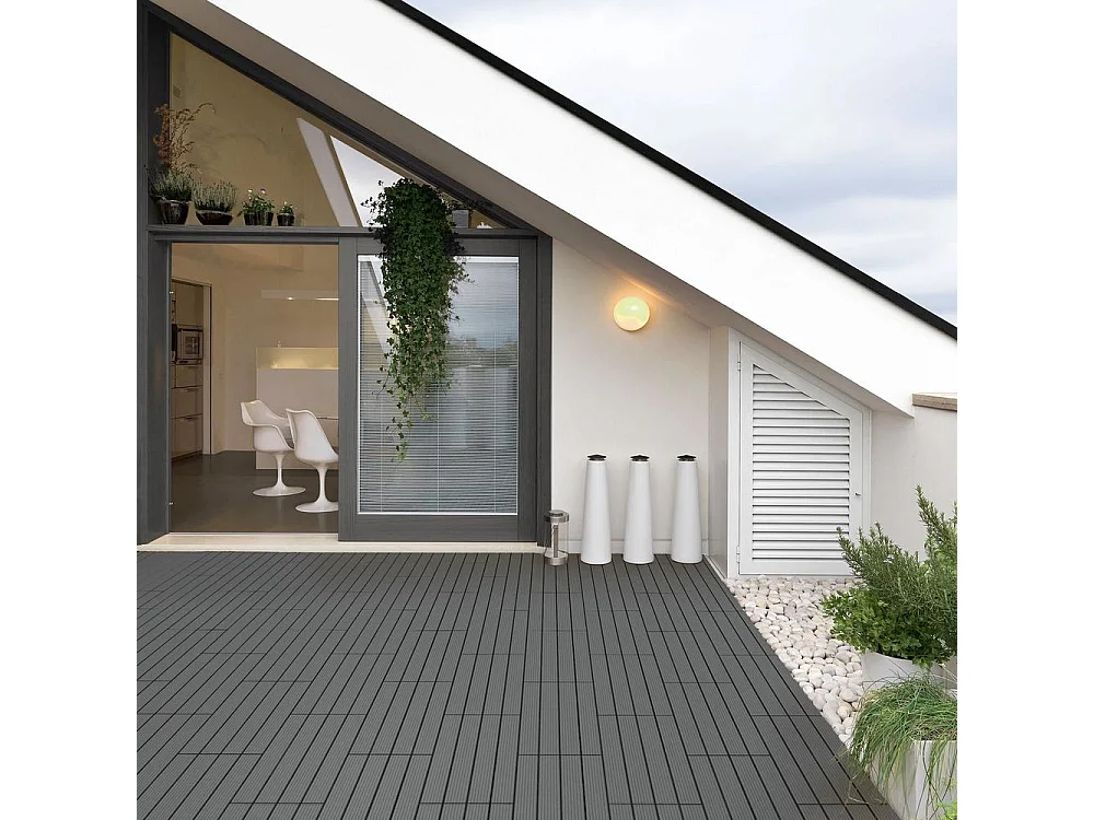 Baldosas de exterior – madera composite WPC, antideslizantes, set de 6 (1.08 m²) – Yoevu