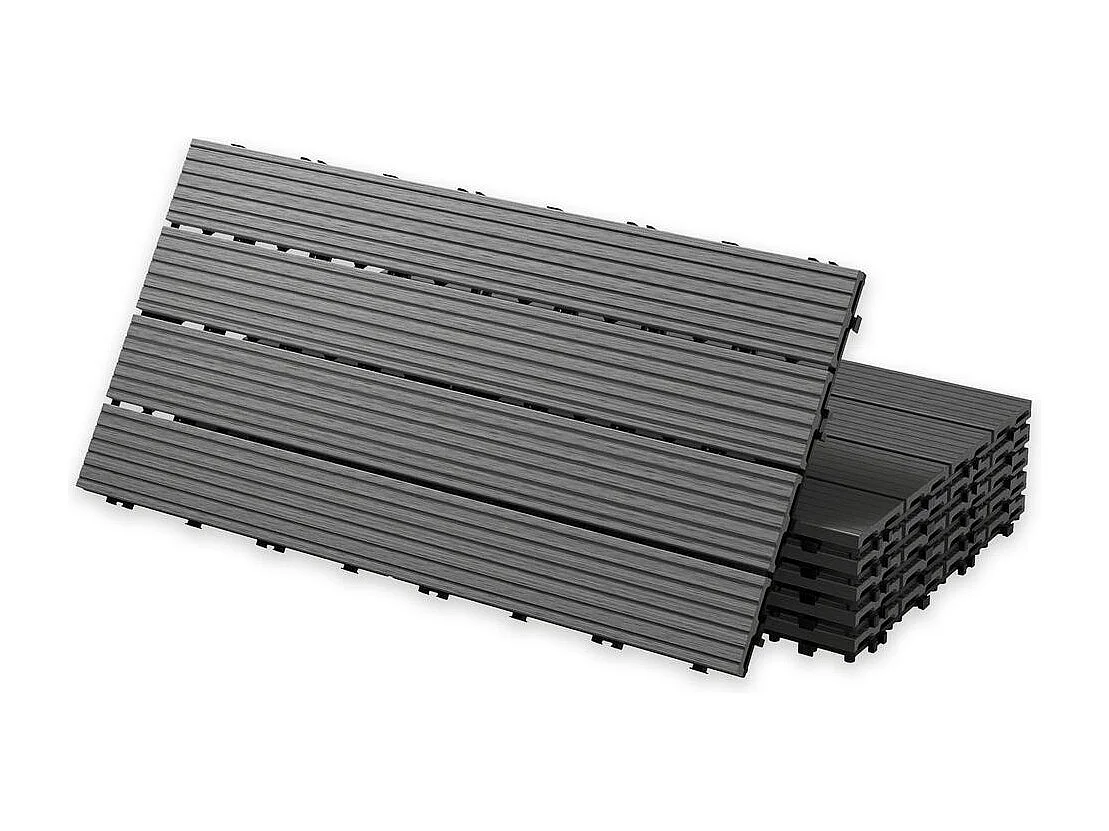 Baldosas de exterior – madera composite WPC, antideslizantes, set de 6 (1.08 m²) – Yoevu