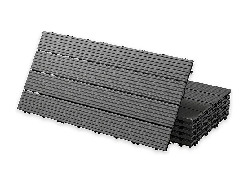 Baldosas de exterior – madera composite WPC, antideslizantes, set de 6 (1.08 m²) – Yoevu