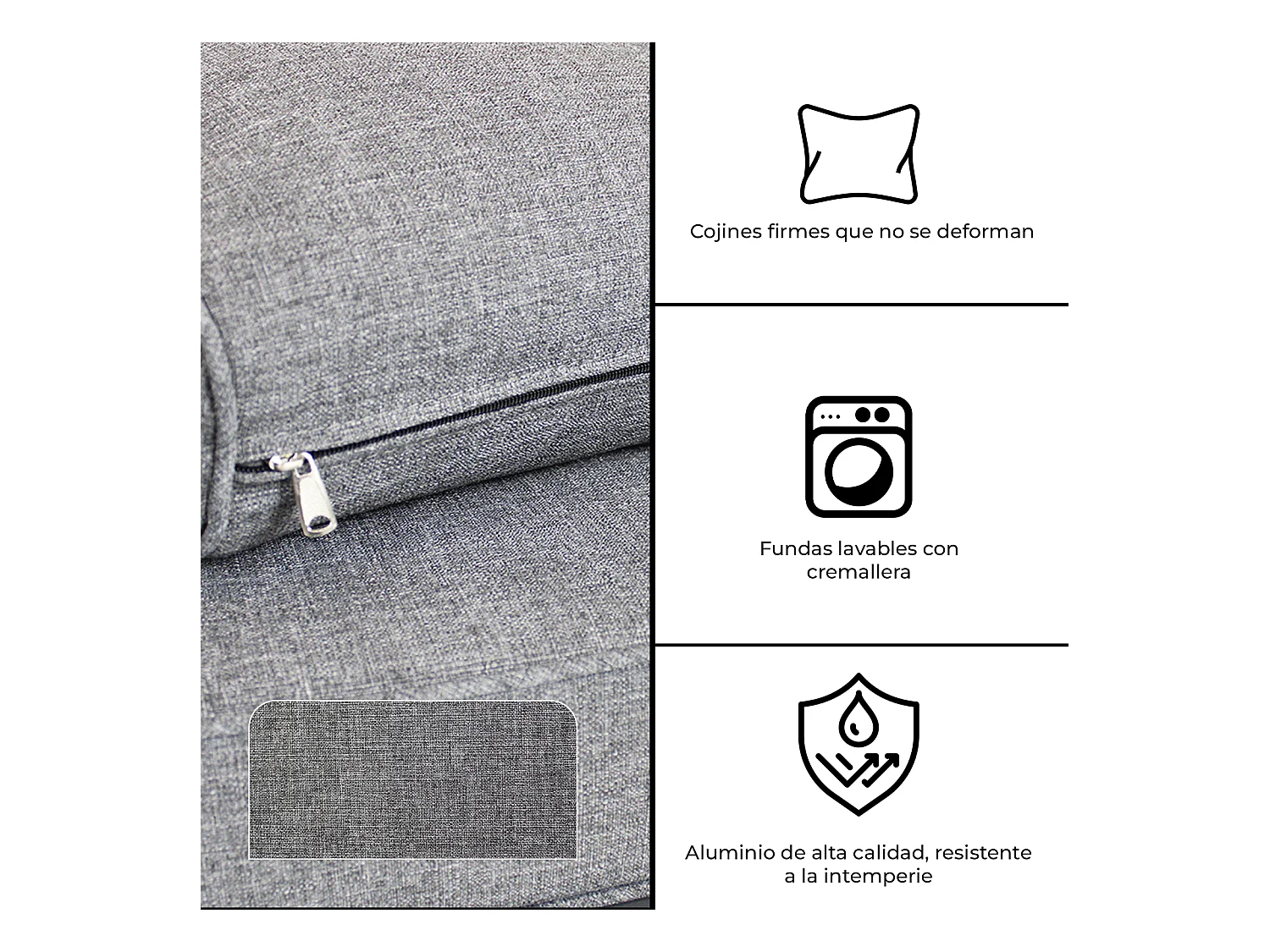 Conjunto de jardín – 7 plazas, aluminio resistente al óxido, sofá esquinero modular – Yoevu