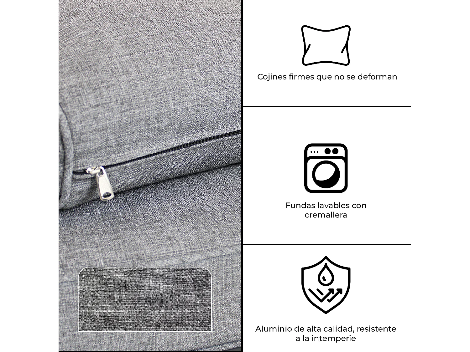 Conjunto de jardín – 7 plazas, aluminio resistente al óxido, sofá esquinero modular – Yoevu