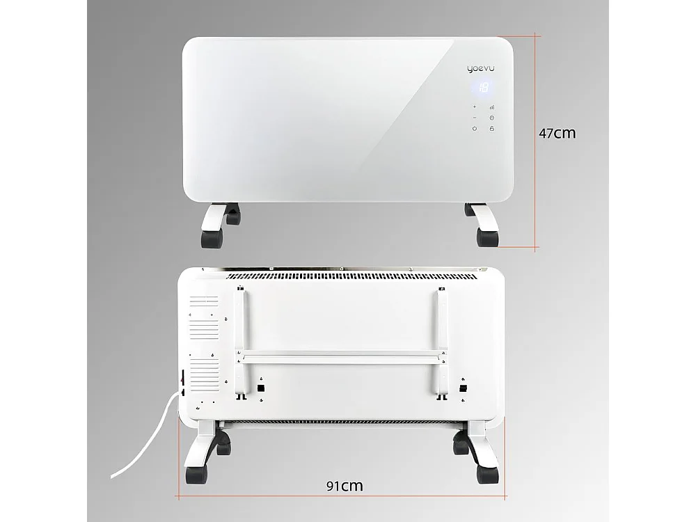 Radiador eléctrico – bajo consumo 2000W, blanco, con wifi y ruedas – Yoevu