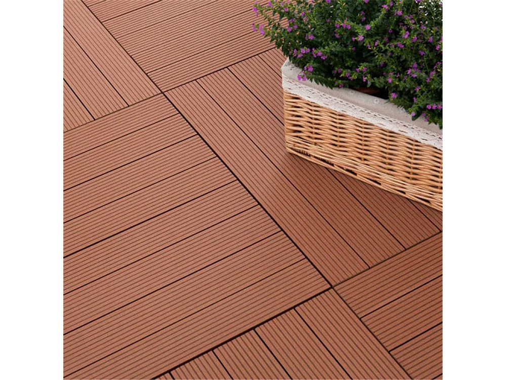 Baldosas de exterior – madera composite WPC, antideslizantes, set de 6 (1.08 m²)